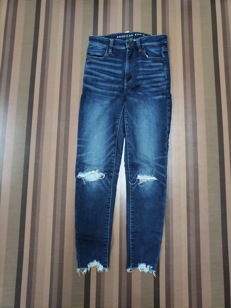 W-53 Size-26 Damage Slim Fit Women Denim Jeans