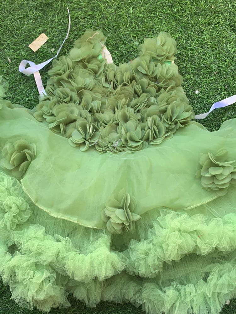 Green Color  Baby Frock