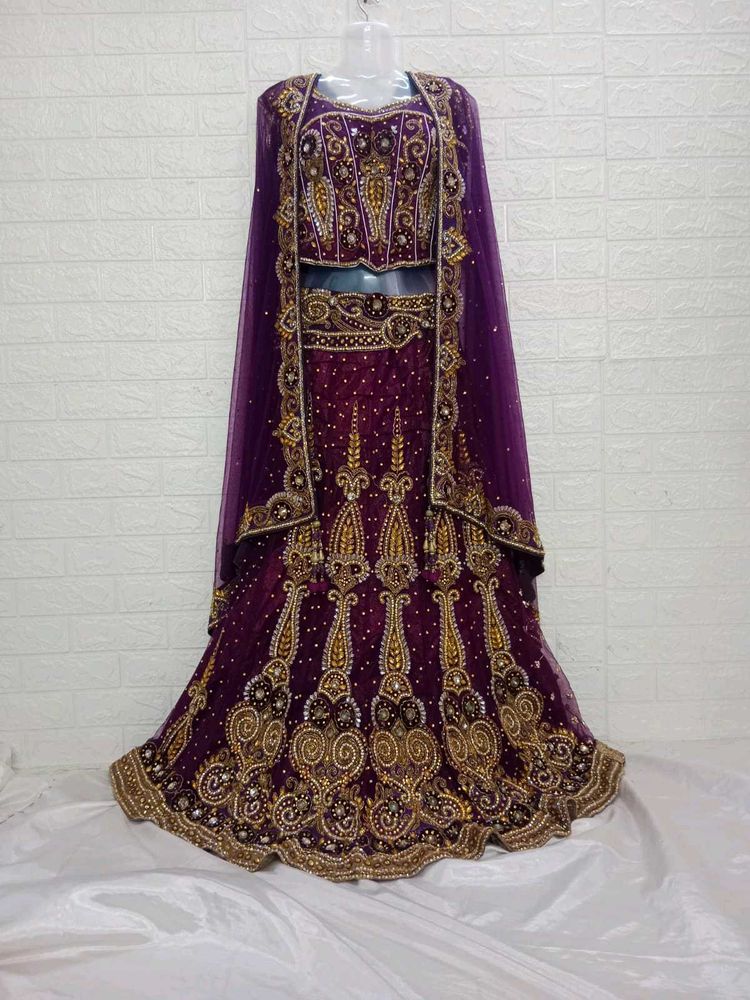 Wine Embroidery Coorset Lehenga Choli