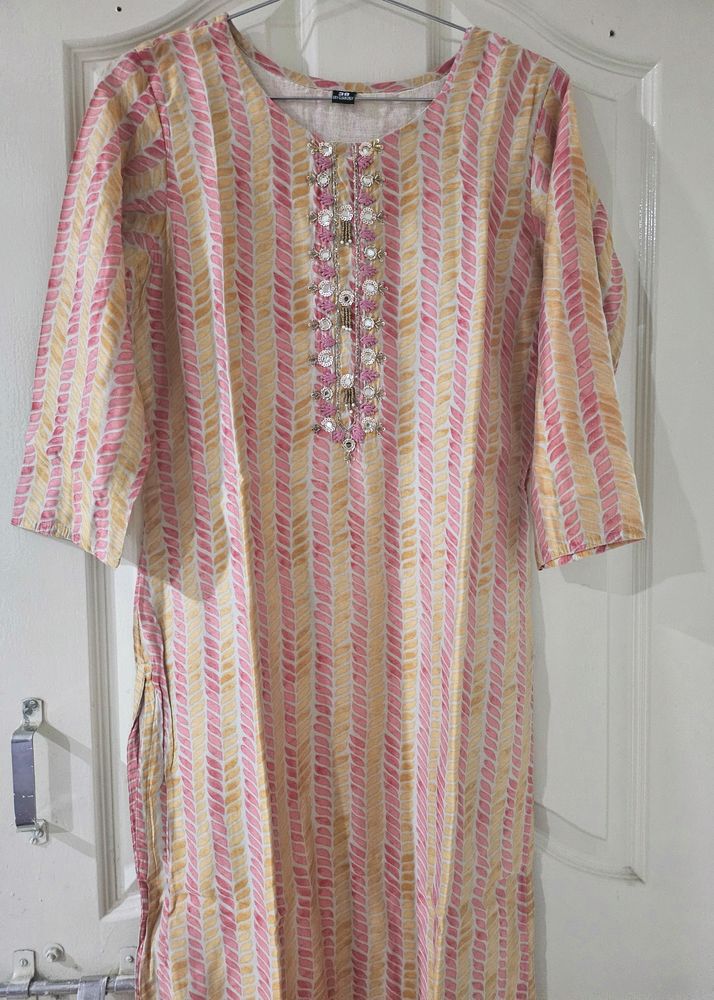 Pink Handwork Silk Kurta