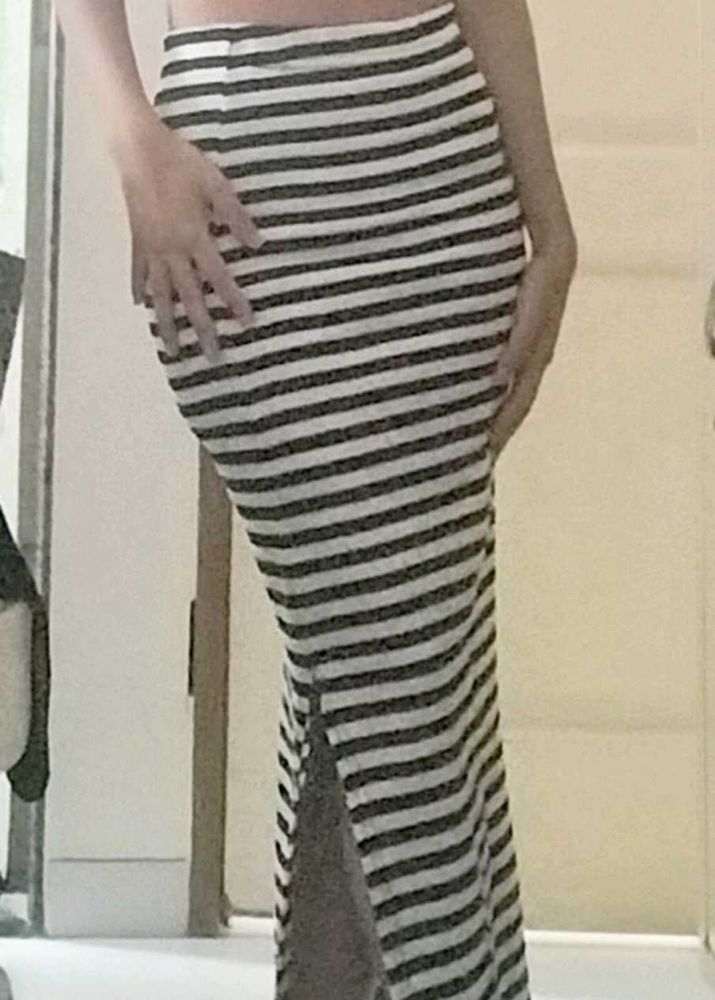 Black And White Striped Mermaid Skirt