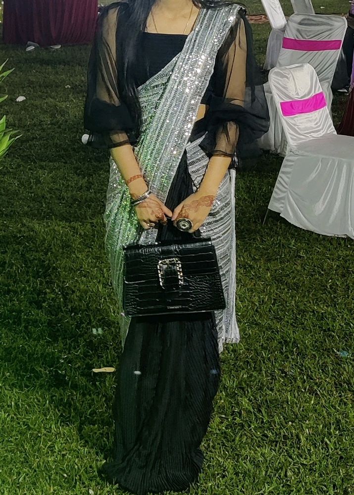 Ready To Wear Black Saree With Belt