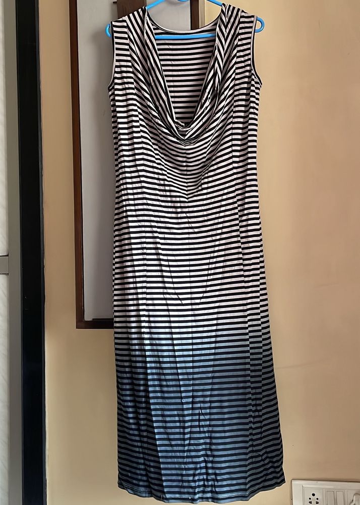 Ombre Knitted Stripe Maxi With Cowl Back