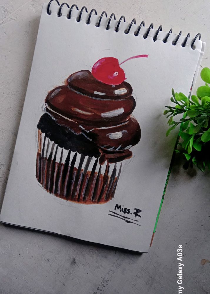 Cup Cake Aclyric Painting Handmade Draw