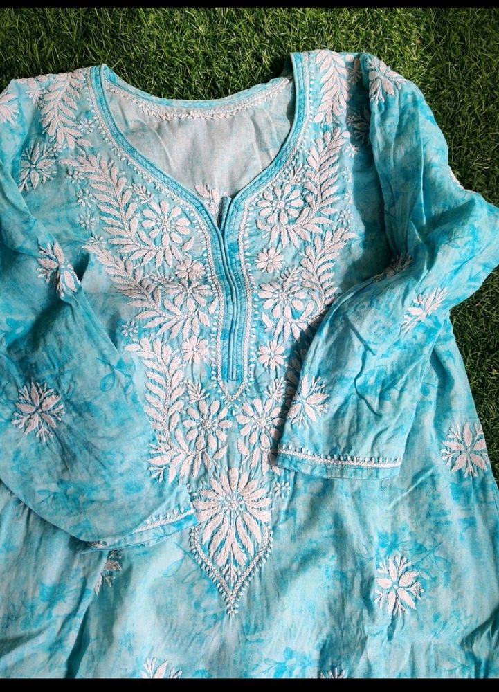 Blue Chikankari Kurti