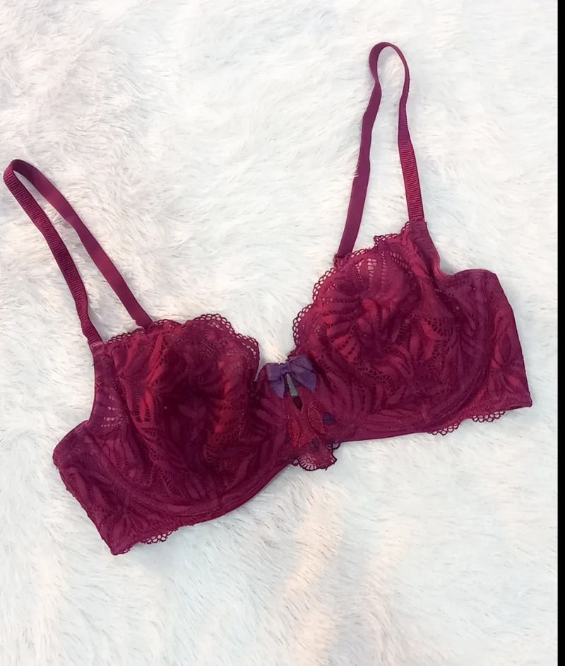 Wine Color Intimate Lacy Bra