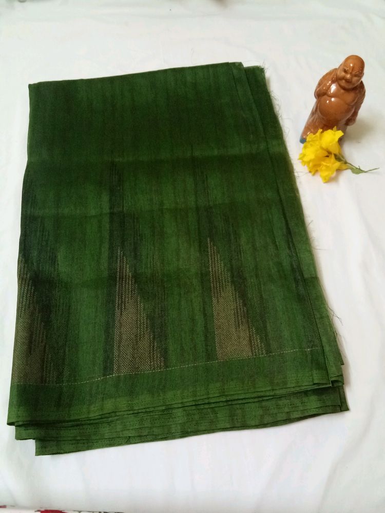 New Olive Green Cotton Blend Saree