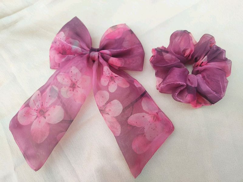 Organza Bow And Scrunchie