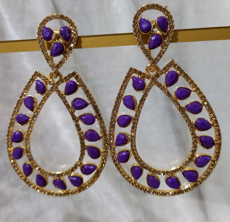 Party Purple And Golden Mix Earrings