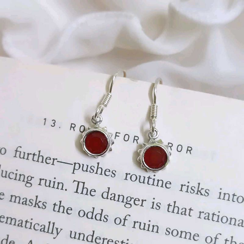 Pure Silver With Carnelian Earing