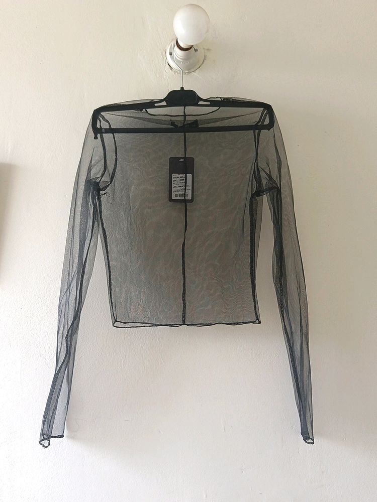 MYWISHBAG SHEER-MESH TOP