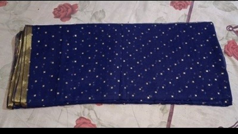 New Blue Saree With Blouse Piece