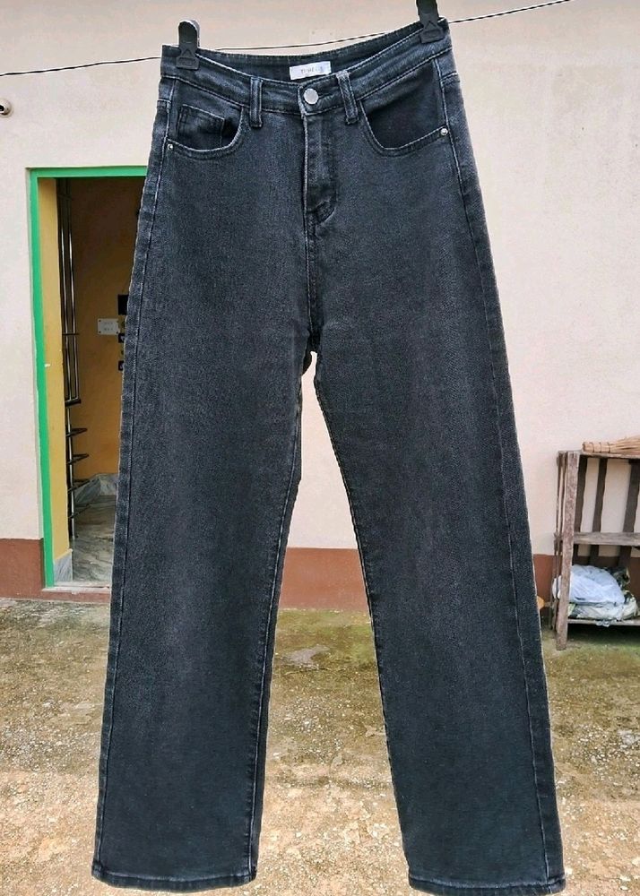 Straight charcoal denim jeans