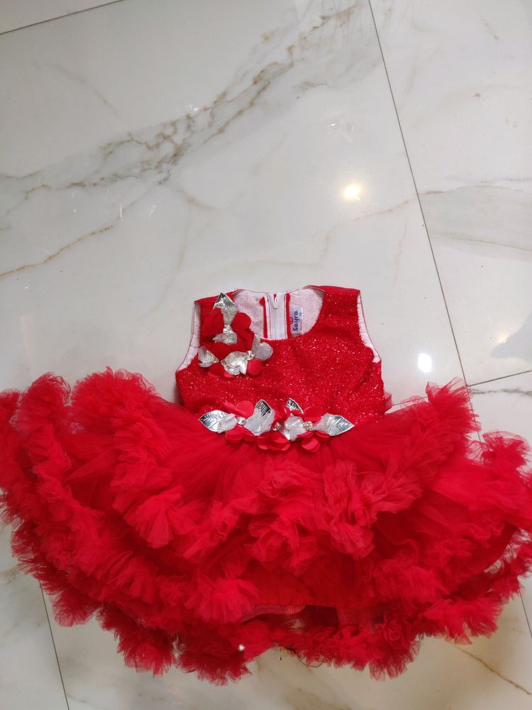 Cherry Red Frock For Baby ❤️