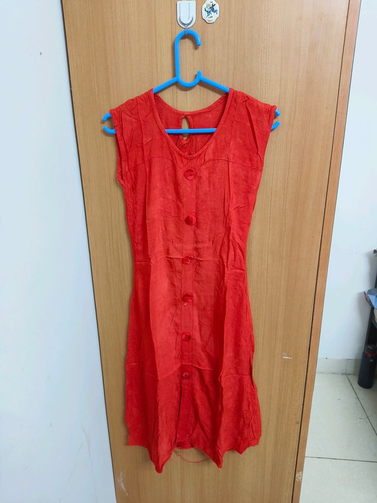 Red A-line Kurti