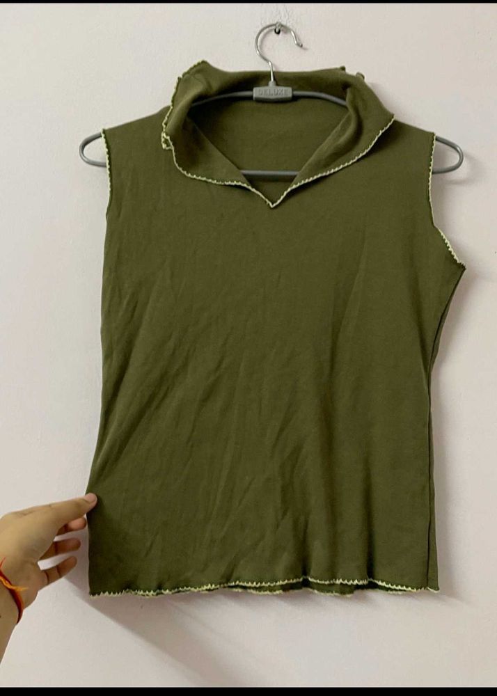 Brown Tank  And Olive Top