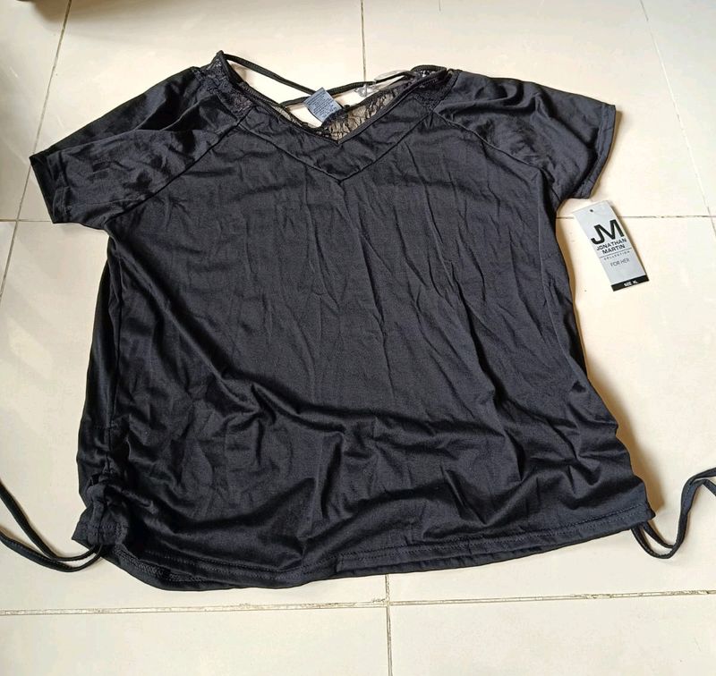 Oversized Black Drawstring Tshirt