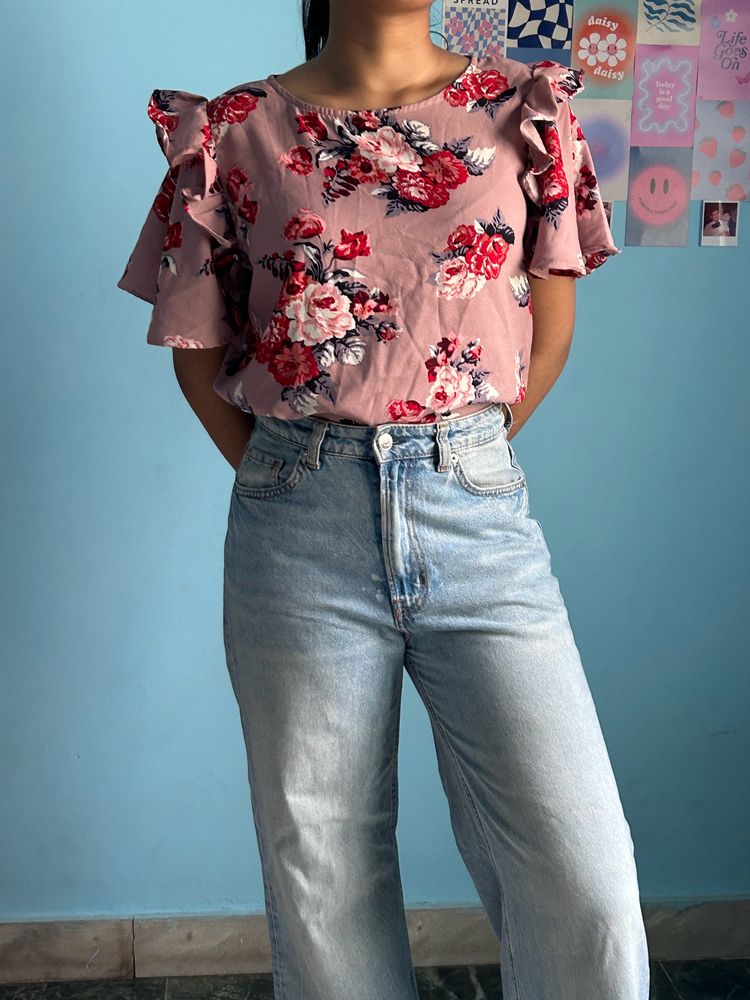 Cute Floral Print Top