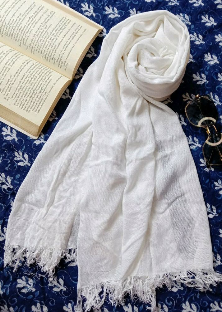 White Solid Color Scarf