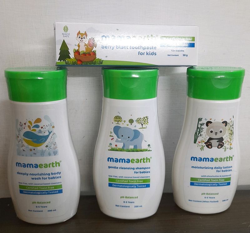 mama earth Baby Shampoo Body Wash Lotion & Paste