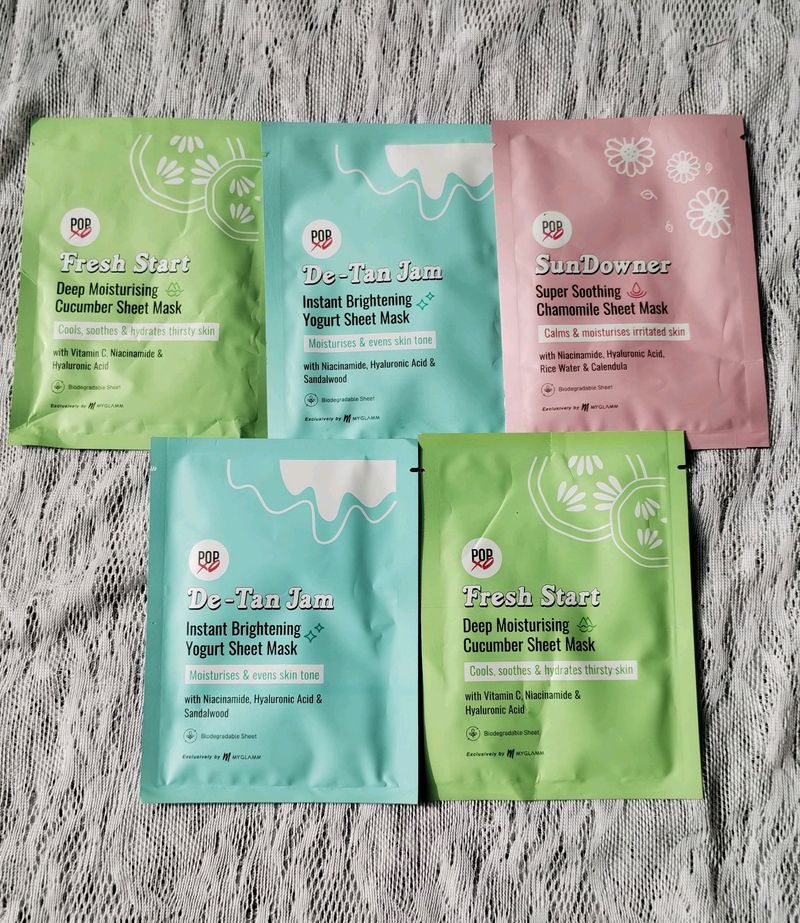 Combo Of 5 Myglamm Sheet Masks