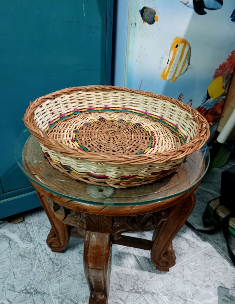 Bamboo Wooden Fruit Vegetables Basket Round Shape