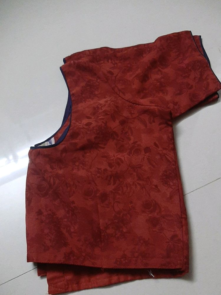 Maroon Brown Stiched Blouse