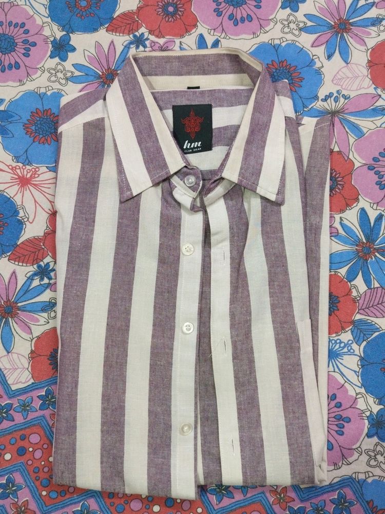 Xl Lining Pattern Formal Shirt Good Condition