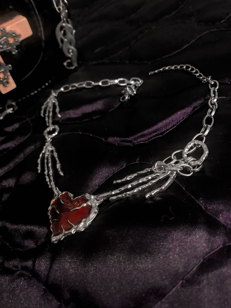 Alloy Heart Ghost Claw Necklaces