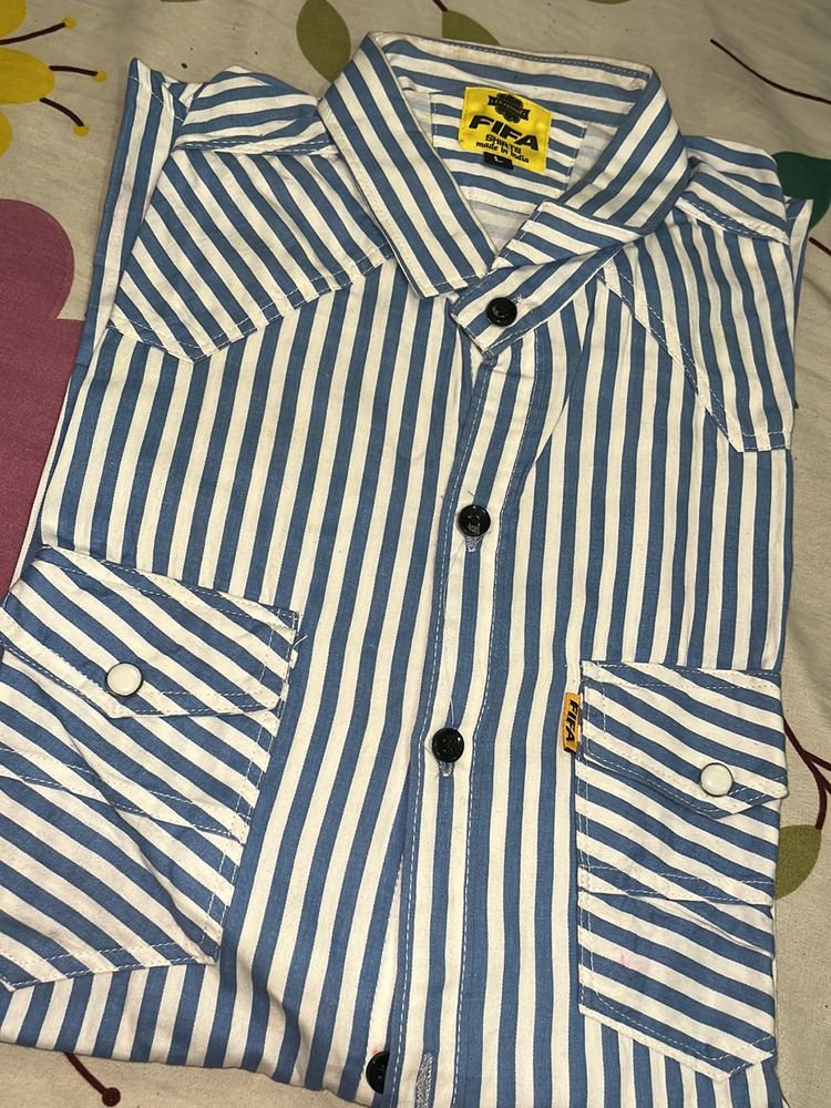 White & Blue Lining Formal Shirt…..🤍💙