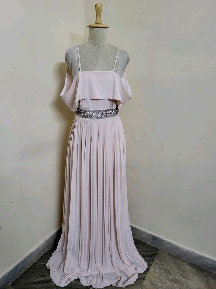 Pleated Chiffon Gown