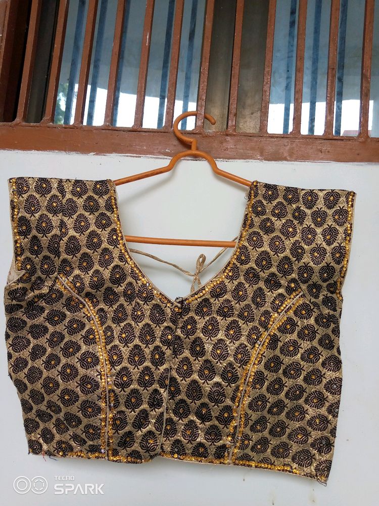 Women Black Golden Festive Blouse