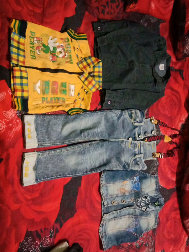 Price Drop 🥳Jeans With Suspender, 2 Jacket, Shirt