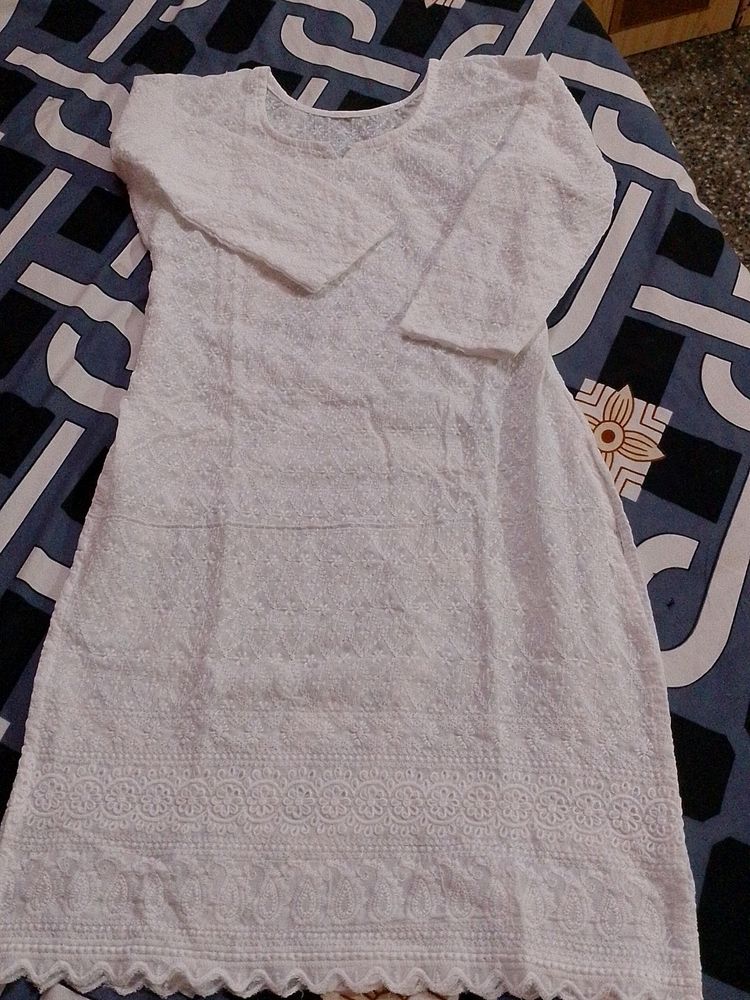 White Chikenari Kurta