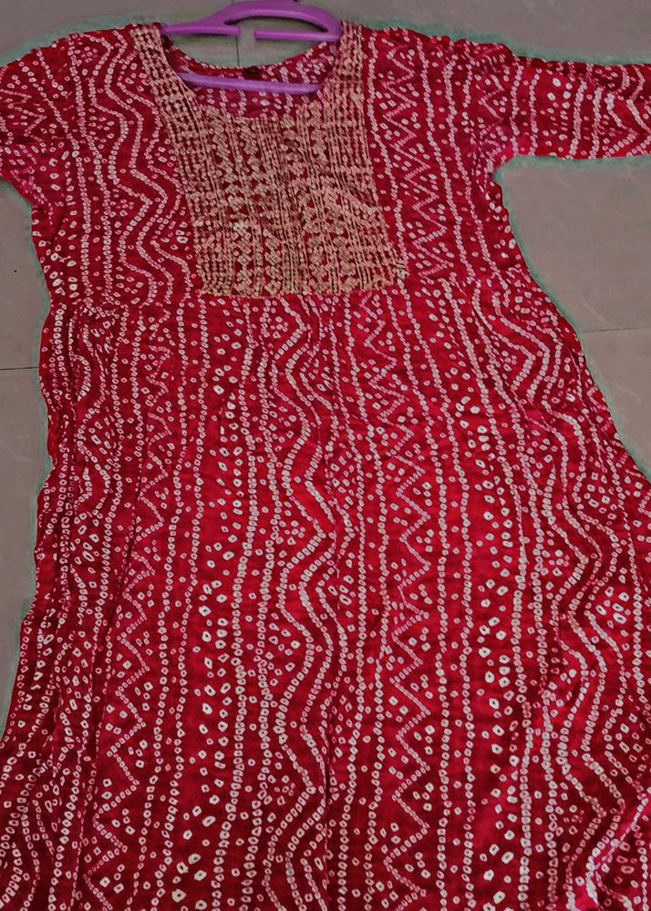 Cool Designer Nyra Cut XXL Red Kurti For Women