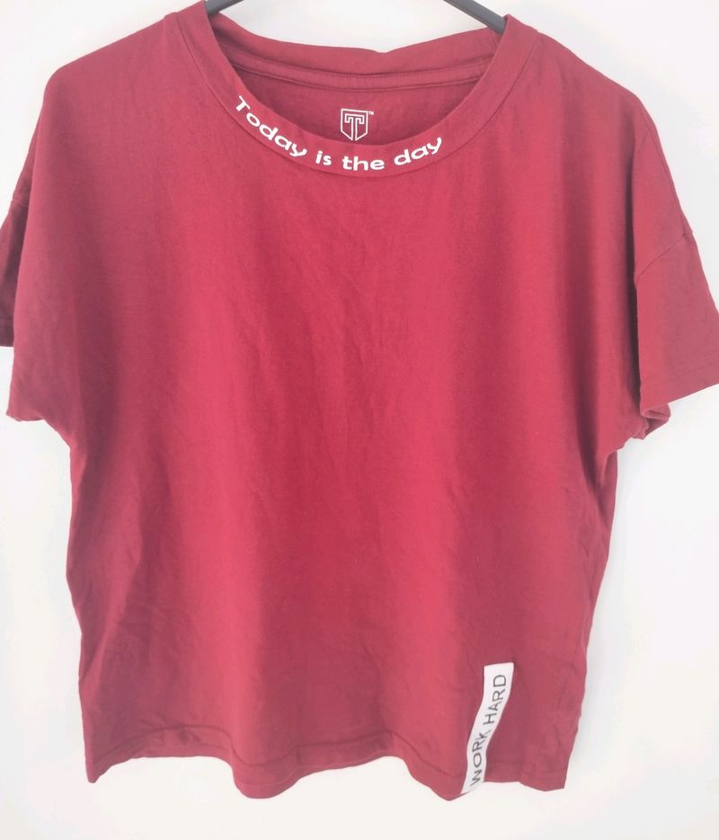 TeamSpirit Round Neck Red T Shirt