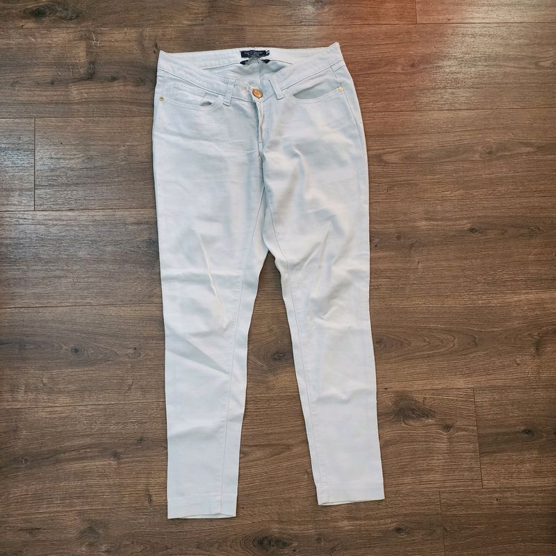 Tokyo Talkies White Jeans With Self Design