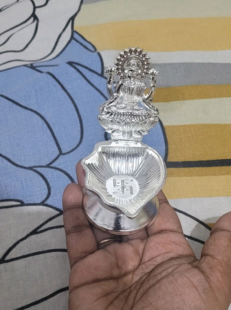 DIWALI GIFT Laxmi Mata With Diya In Silver Color