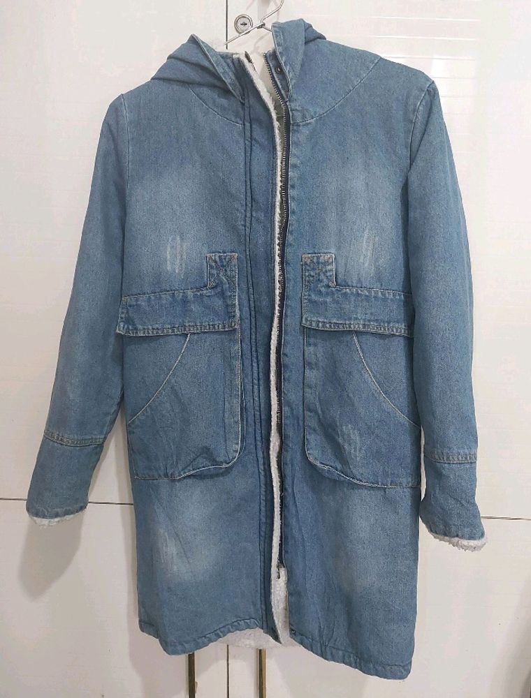 Combo Denim Hoodie Jacket Blazer