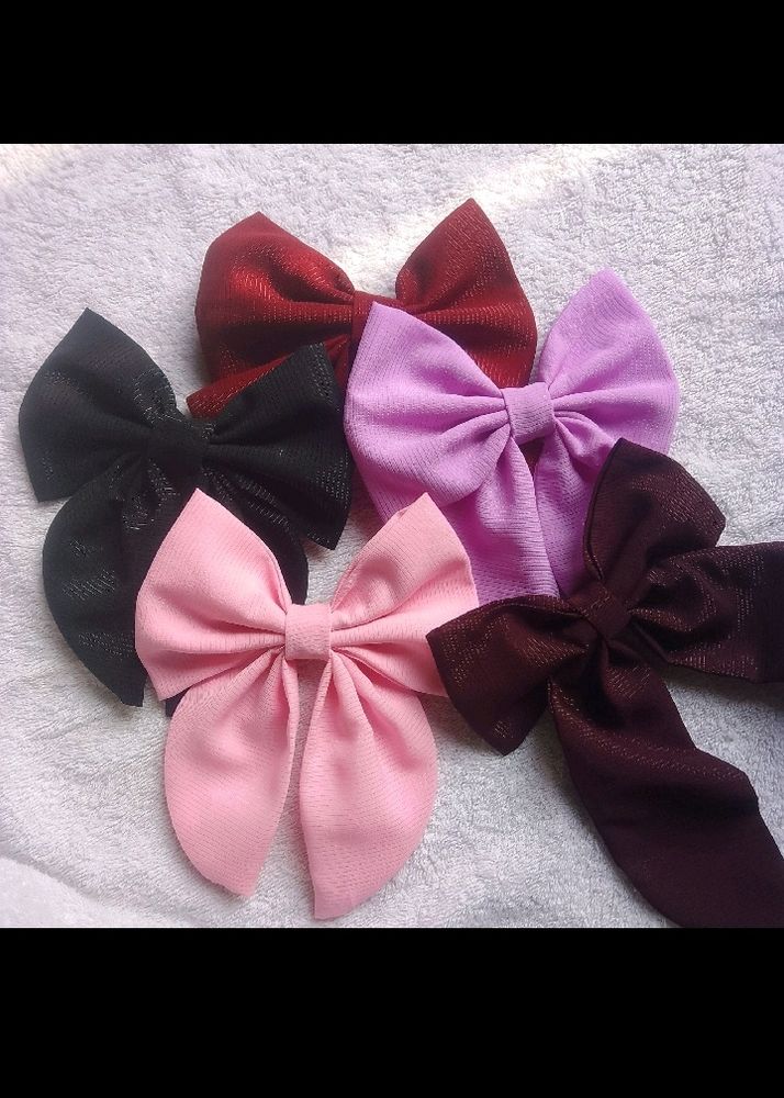 Handmade Bow Hair Clips  Pack Of 5