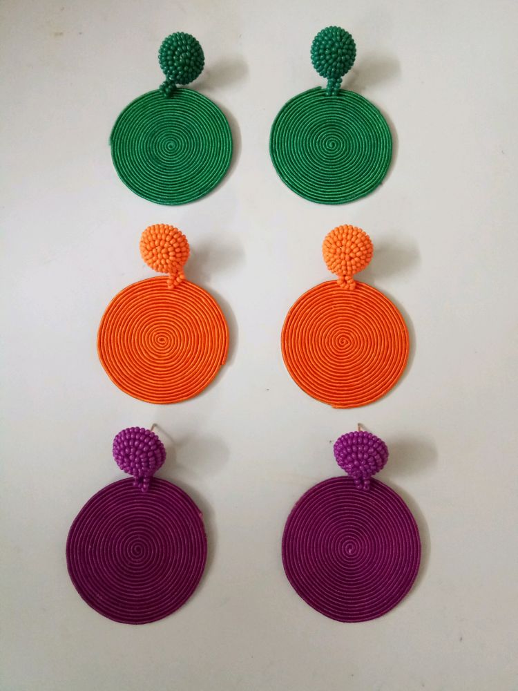 3 Pairs Earrings In Different Colors