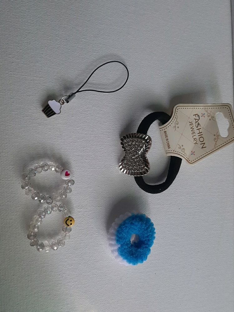 Combo Accessories Of Rings, Phone Charm, Gatez