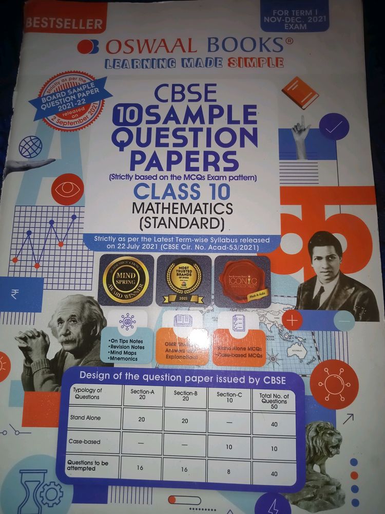 CBSE Class 10th, Maths Oswal Sample Paper.