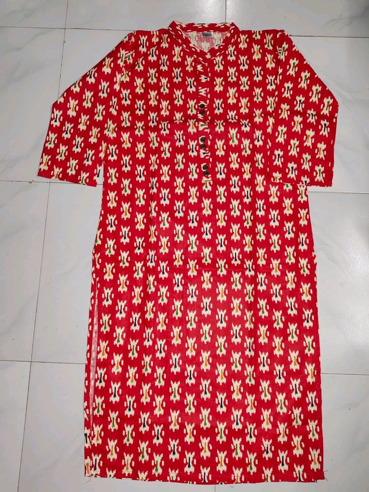 Red Printed Kurta