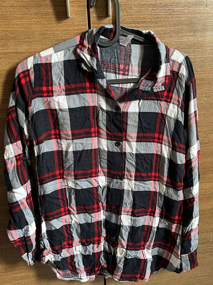 Checked Shirt Can Be Worn Over Top