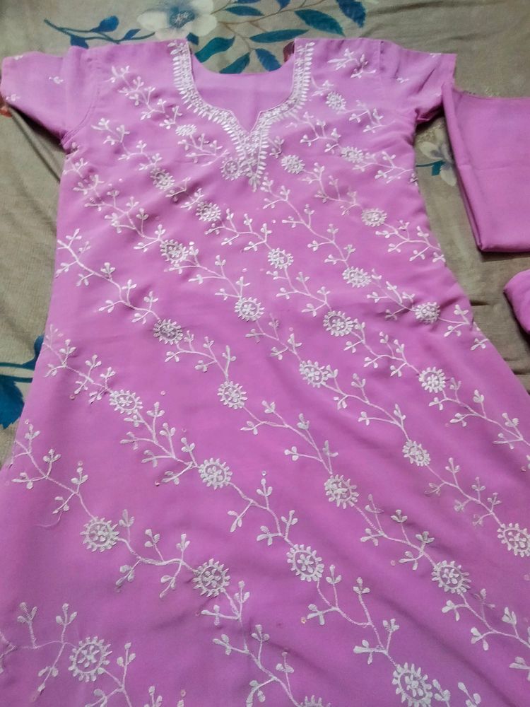 Magenta Colour Kurta Pant Dupatta XXL