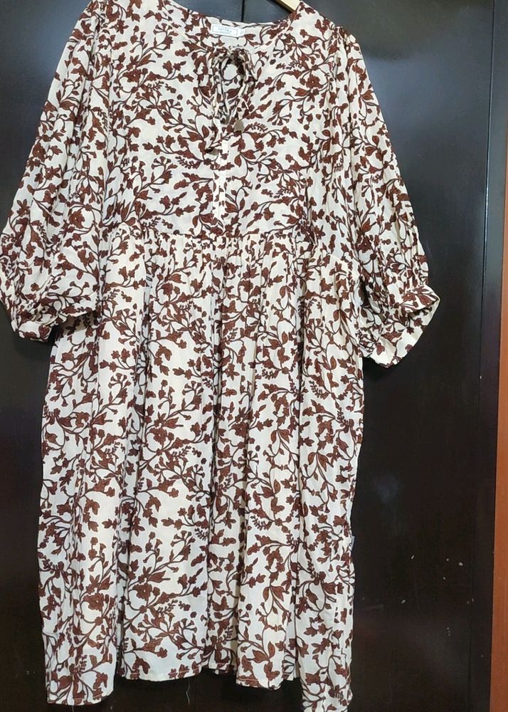 Brown🟤Floral Print Dress For Girl & Woman Bust 44