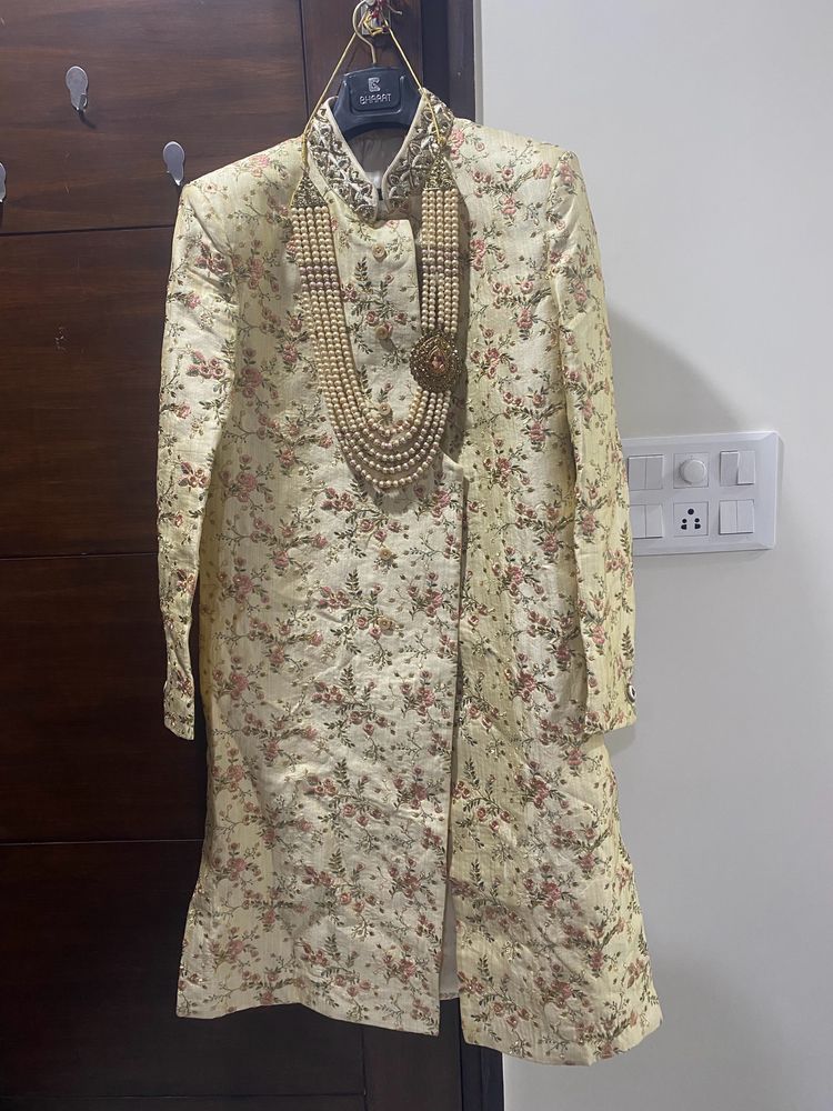 Wedding Sherwani With Saafa, Necklace