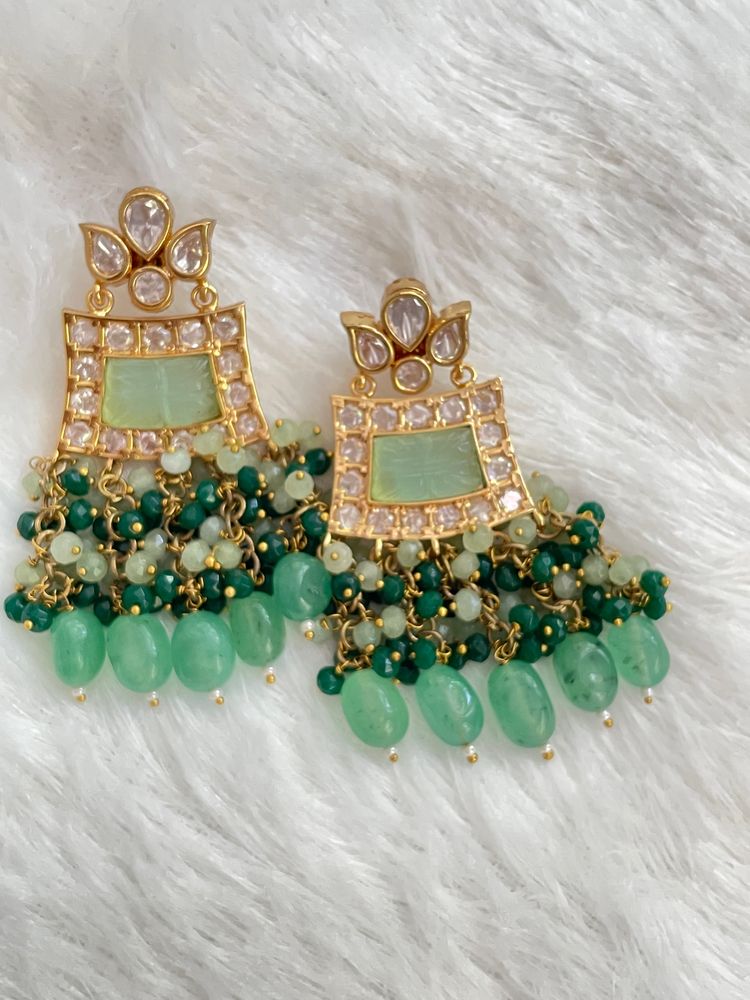 Green Kundan Earrings