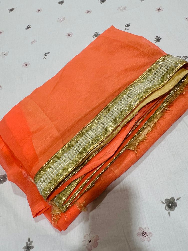 Peach Color Saree With Blouse